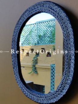 Buy Mirror; Traditional Aipan Motifs; Hand Painted; Oval At RespectOrigins.com