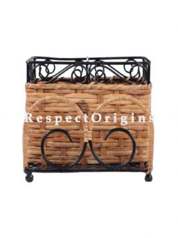 Buy Hand Braided Rattan Cane toothbrush holder Wrought iron accents; RespectOrigins.com