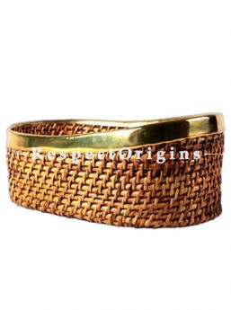 Buy Hand Braided Rectangular Rattan Cane Basket with Brass Trim; RespectOrigins