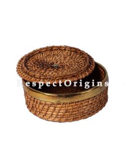 Buy Hand Braided Round Rattan Cane Basket with Brass Trim; RespectOrigins.com