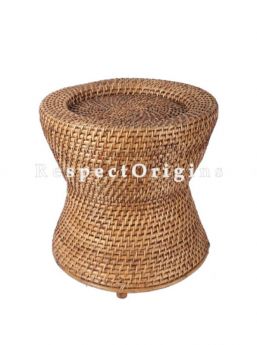 Buy Hand Braided Round Rattan Cane Stool or Moodhain 14x14 inches; RespectOrigins.com