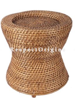 Buy Hand Braided Round Rattan Cane Stool or Moodhain 14x14 inches; RespectOrigins.com