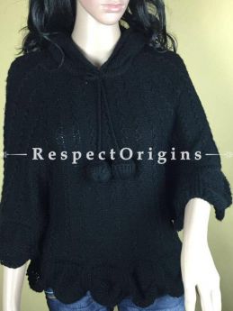 Buy Black Woollen Poncho Sweater. at RespectOrigins.com