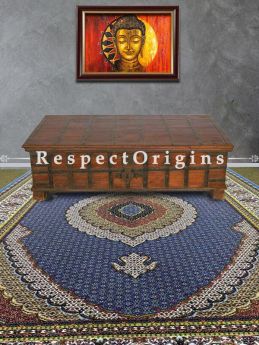 Buy Hand Knotted Silk Carpet in Blue Base; 4x6 Ft At RespectOriigns.com