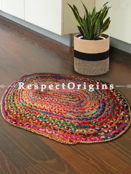 Hand braided Oval Jute floor or Door mats;36 X 24 Inches; RespectOrigins.com