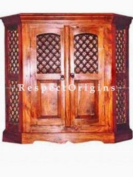Buy Handcrafted Double Door TV Console on Sheesham Wood in Honey Oak Finish At RespectOrigins.com