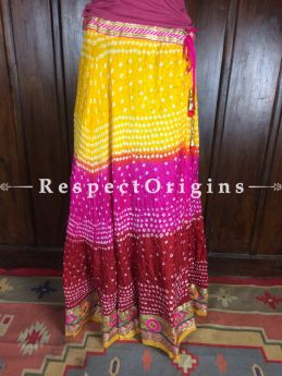 Buy Multicolor Handcrafted Jaipur Bandhani Long Skirt; Silk at RespectOrigins.com