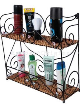 Buy Ecofriendly Handmade Rattan Cane Bathroom Shelves With Two Layers And Wrought Iron Work|RespectOrigins
