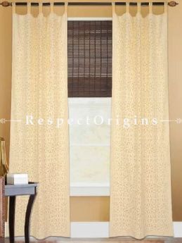 Buy Wonderful Floral Design Applique Cut Work Cotton Window or Door Curtain in Cream; Pair At RespectOrigins.com