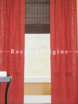 Buy Fabulous Lady With Floral Design Red Applique Cut Work Cotton Window or Door Curtain; Pair; Handcrafted At RespectOrigins.com