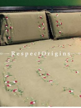 Buy Delicate Needle Work on Pale yellow; Cotton Bedspread; 2 Pillow Cases included; 90x108 in At RespectOrigins.com