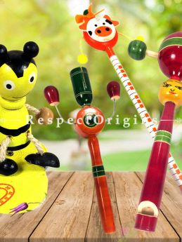 Buy Rattle and Joker Set; Channapatna Toys; Safe and non-toxic Colors At RespectOrigins.com