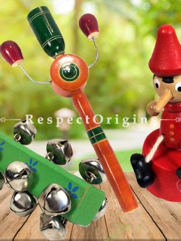 Buy Wooden Rattles and Joker Set; Channapatna Toys; Safe and non-toxic Colors At RespectOrigins.com