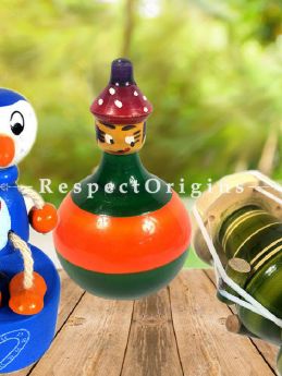 Buy Lattoo, Joker and Dhol Set; Channapatna Toys; Safe and non-toxic Colors At RespectOrigins.com