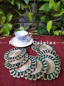 Round Jute Table Mat or Place mat Set of 6; Available in Green, Pink, Purple Colors Border; RespectOrigins