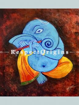 ExclusiveHandpainted Art Abstract Ganesha Art Acrylic on Canvas 25in X 26in Unframed at RespectOrigins.com