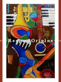 Handpainted Art Music Mania Acrylic On Canvas 16In X 25In at RespectOrigins.com