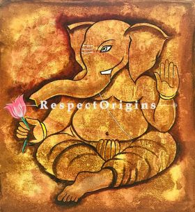 ExclusiveHandpainted GANESHA - My well Wisher Acrylic on Canvas 21in X 23in at RespectOrigins.com