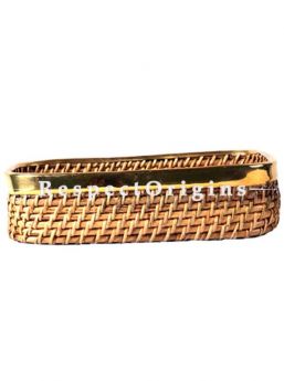 Buy Handwoven Medium size Rattan Cane Basket with brass Trim 3x6x11 inches|RespectOrigins