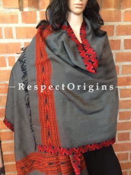 Classy Handwoven Kullu Stole; Grey; Wool; RespectOrigins.com