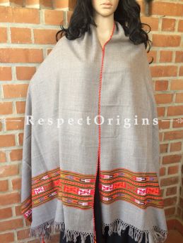 Stylish Grey Handwoven Kullu Stole; Wool; RespectOrigins.com