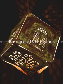 Buy Copper Embossed Patina Cube Hanging Lights; 12.5 Inches Height, 12.5 Inches Width  at RespectOrigins.com