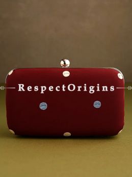 Red Parsi Gara Embroidery hard Clutch purse with Detachable Metal Strap.; RespectOrigins.com