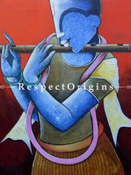 Buy Rhythmic Conversations in Contemporary Style; Large Vertical Acrylic on Canvas painting in 48 X 24 inches; original Artwork;RespectOrigins.com