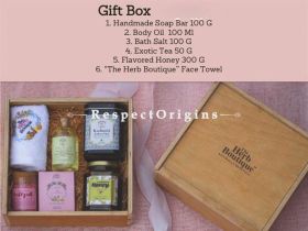 Gift Box; Handmade Soap,Body Oil, Bath Salt,Exotic Tea, Flavored Honey & Face Towel; RespectOrigins.com