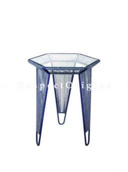Buy Blue Iron Hexagon Table in 17.75in x21in At RespectOrigins.com