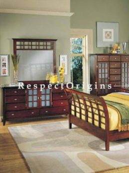 Buy Jamaica Solid Wood Bedroom Suite; Double Bed, Night Stand, Dresser with Mirror, Storage Bench At RespectOrigins.com