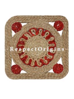 Adorable Handcrafted Jute Square Table Mats Set of 6, Chemical free, Eco-friendly; Hand Braided Natural Fibres, Available in 8X8, 9X9 and 10X10 inches; RespectOrigins