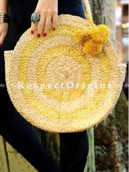 Eco-friendly Hand Braided Yellow & Natural Jute Picnic and Shopping Bags for Women; RespectOrigins