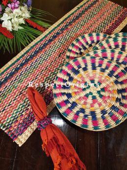 Buy Hand-braided Organic Kauna Grass Table Runner, Mats and Napkin Rings in a Natural Set of 6; Eco-friendly at RespectOrigins