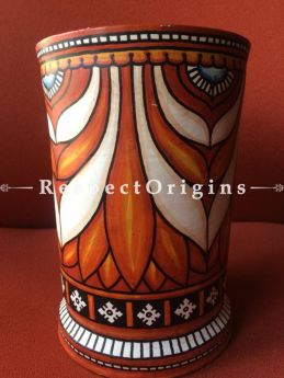 Buy Tribal Artwork Container Made Of Clay; 8X6X6 Inches at RespectOrigins.com