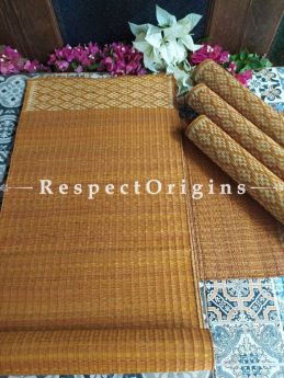 Hand-braided Organic Kora Grass Table Runner, Mats and Napkin Rings in a Natural Color Set of 6; Eco-friendly at RespectOrigins