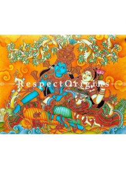 Stunning Radhe Krishna; Handmade Mural Painting On Canvas 48x72