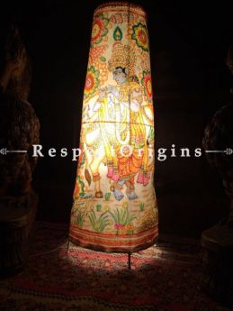 Buy Krishna & Cow Painted Cylindrical Leather Lampshade;  25 in At RespectOrigins.com