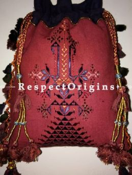 Exclusive Handmade Colourful and Exotic Handmade Soof Embroidered Tassled Potli Bag Red online at RespectOrigins