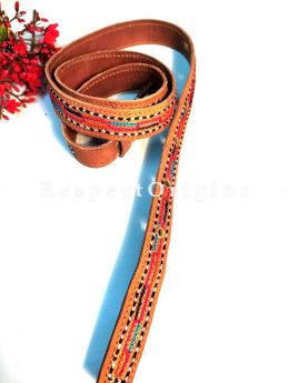 Vibrant Assorted Brown Kutch Hand Embroidery Pure Leather Belt ; RespectOrigins.com