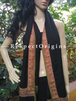 Buy Luxurious Ladies Black Pashmina Shawl with Jamavaar Border At RespectOriigns.com