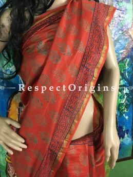 Buy Maheshwari Green & orange Silk Sarees Online; RespectOrigins.com