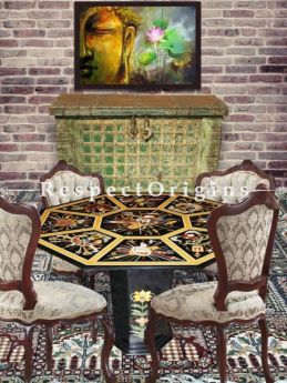 Buy Luxury Black Spectacular Art of Neapolitan Pietra Dura Marble Octagon inlay Table Top Hand Carved With Marble inlay Dining Table Top At RespectOriigns.com
