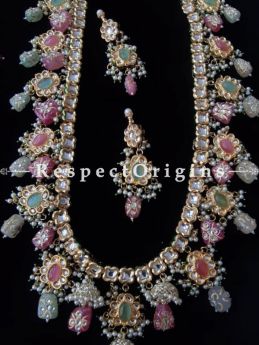 Charming Meenakari Necklace having Multi Color Droplets with Beautiful Earrings; Enamel Work; Gifts for Her; RespectOrigins.com