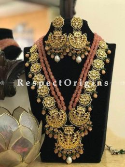 Brown Meenakari Necklace having Brown and White Droplets with Beautiful Earrings; Enamel Work; Gifts for Her; RespectOrigins.com