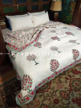 Meera Luxury Rich Cotton- filled Reversible King Comforter; Hand Block-printed; 105 x 87 Inches; RespectOrigins.com
