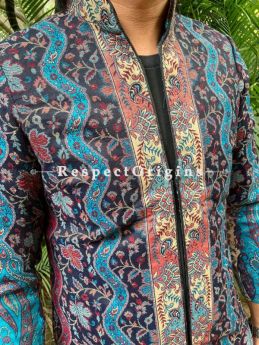 Blue Lavish Formal Mens Designer Detailing Jamavar Jacket in Wool Blend; Silken Lining; RespectOrigins.com