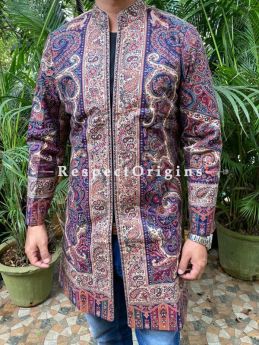 Purple Lavish Formal Mens Designer Detailing Jamavar Jacket in Wool Blend; Silken Lining; RespectOrigins.com