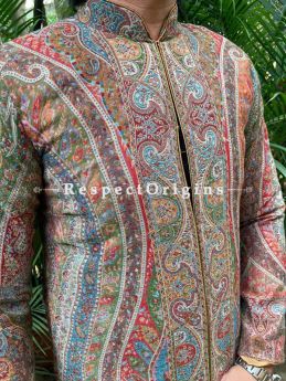 Stunning Formal Mens Designer Detailing Jamavar Jacket in Wool Blend; Silken Lining; RespectOrigins.com