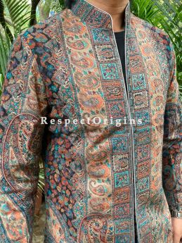 Lavish Floral Design  Formal Mens Designer Detailing Jamavar Jacket in Wool Blend; Silken Lining; RespectOrigins.com